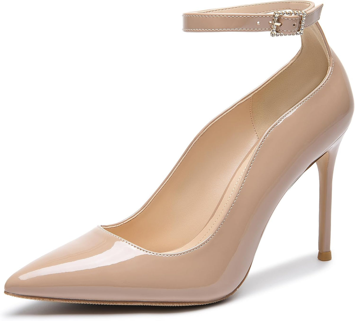 Women's Pumps 4" High Heels Ankle Strap Pointed Toe Pump Shoes