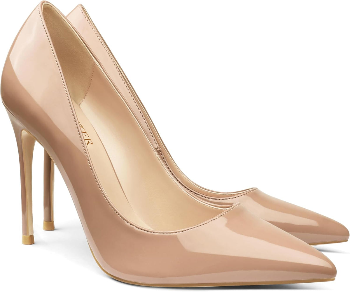 COLETER Women's 4 Inch Pumps Pointed Toe Dress Shoes Slip On Stiletto Pumps