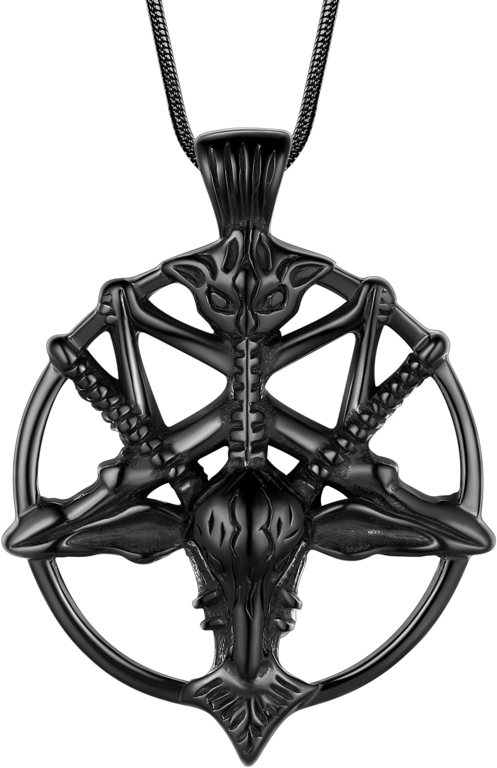 Hipunk Pentagram Pentacle Wiccan Necklace -Star Satanic Pendant 316L Stainless Steel Traditional Seal of Solomon Tetragrammaton Eliphas Levi's Pentagra Wicca Punk Retro Jewelry