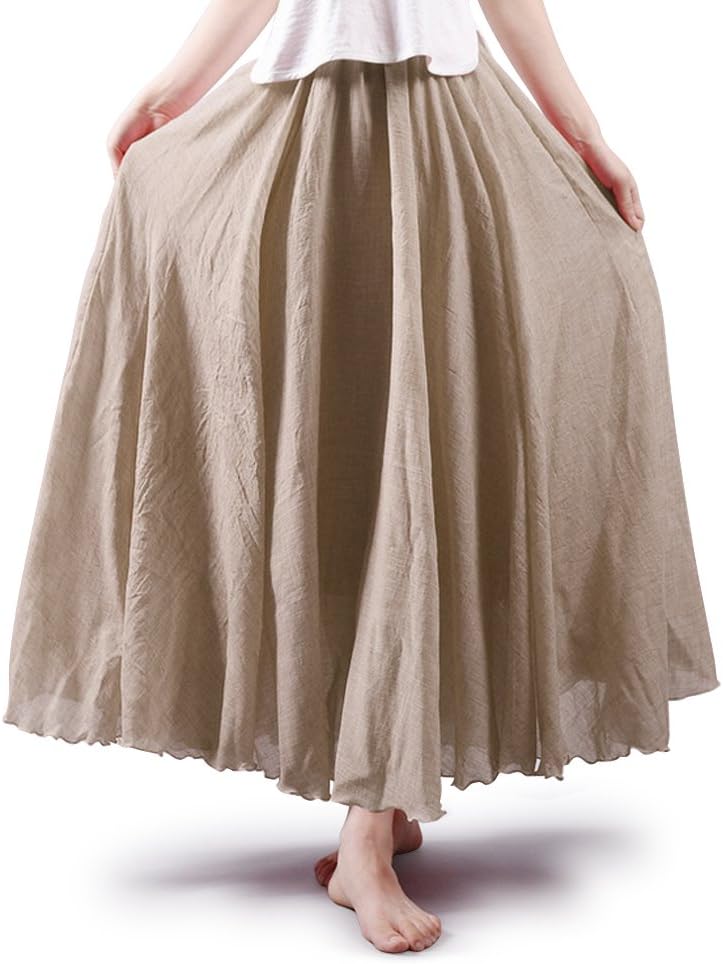 OCHENTA Boho Cotton Maxi Skirts Flowy Long A Line Skirt for Women S-L&Girls