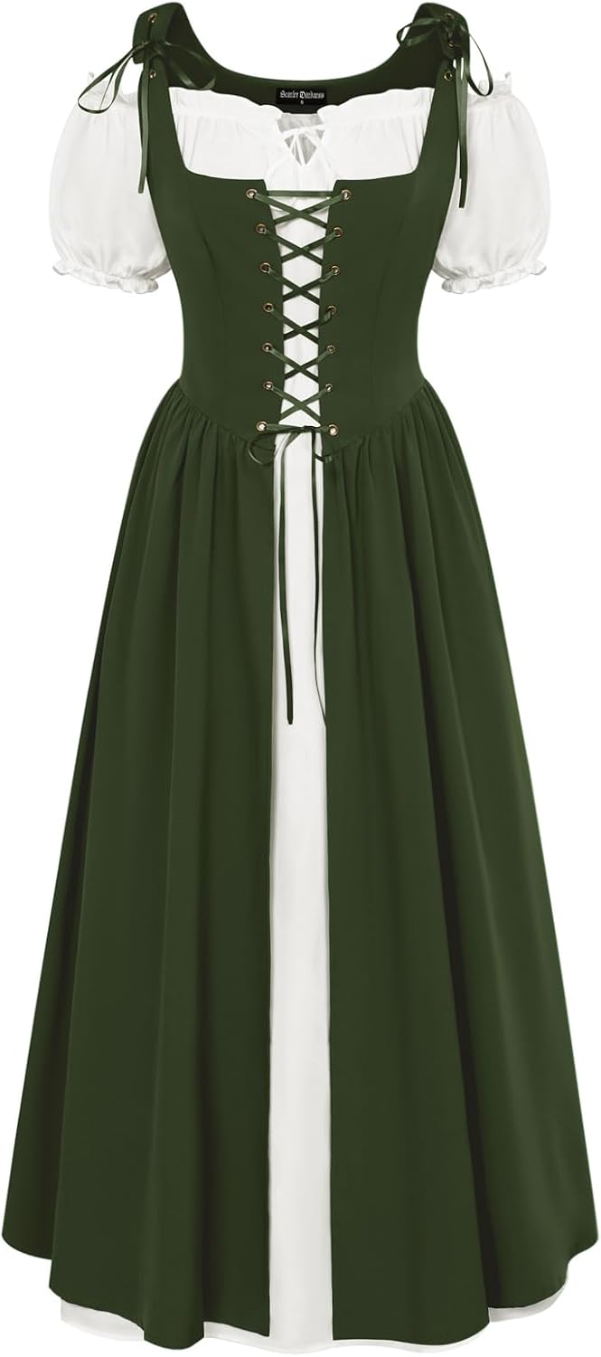 Scarlet Darkness Renaissance Costume Women Halloween Medieval Pirate Dress