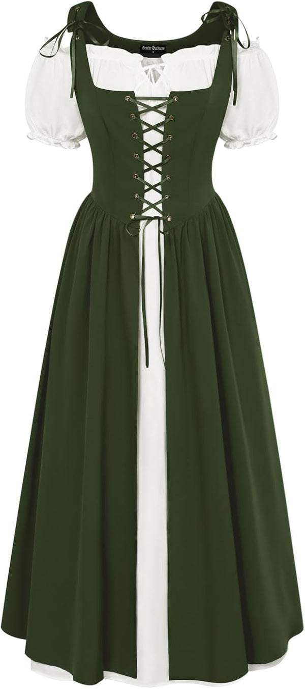 Scarlet Darkness Renaissance Costume Women Halloween Medieval Pirate Dress