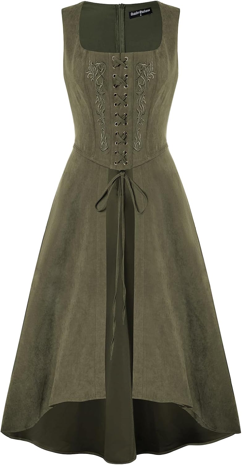 Scarlet Darkness Renaissnace Faire Costume Dress for Women Pirate Overdress