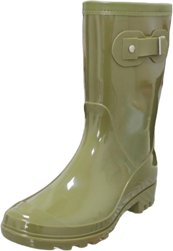 Women's Mid Calf Rain Boots Waterproof Fashion Shoes