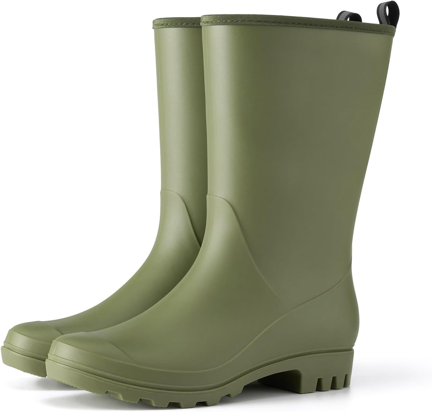 Hisea Women Rubber Boots Wide Calf Rain Boots Matte Surface Waterproof