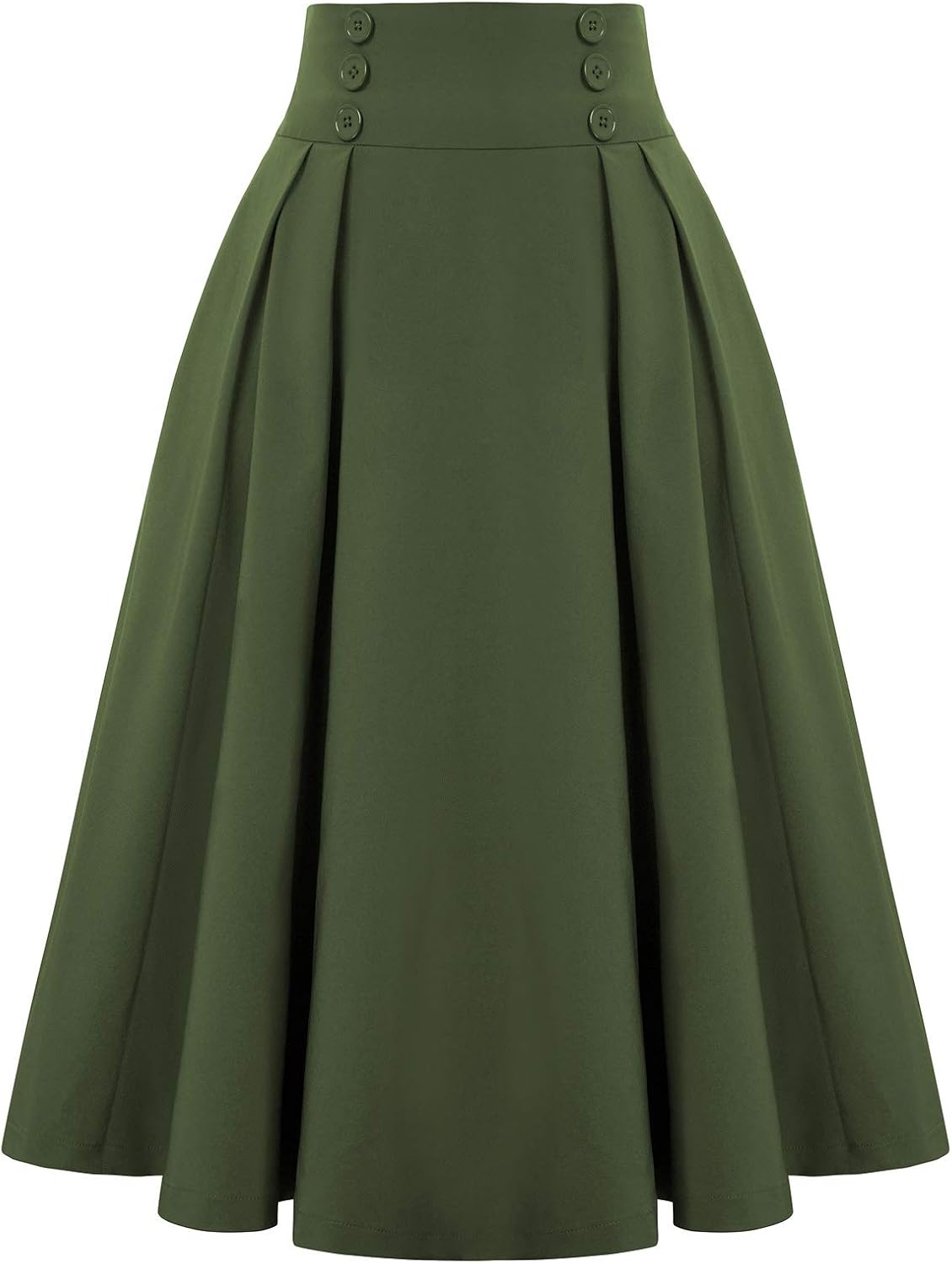 Belle Poque Women's Midi Pleated A-Line Skirts Pockets