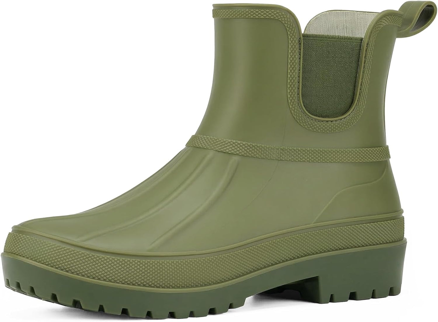 Hisea Chelsea Rain Boots For Women, Short Ankle Rubber Duck Boots,