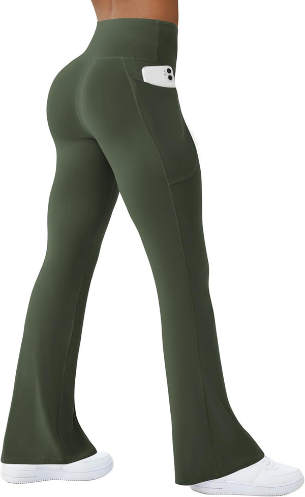 Womens Yoga Pants With Pockets High Waisted Flare Leggings