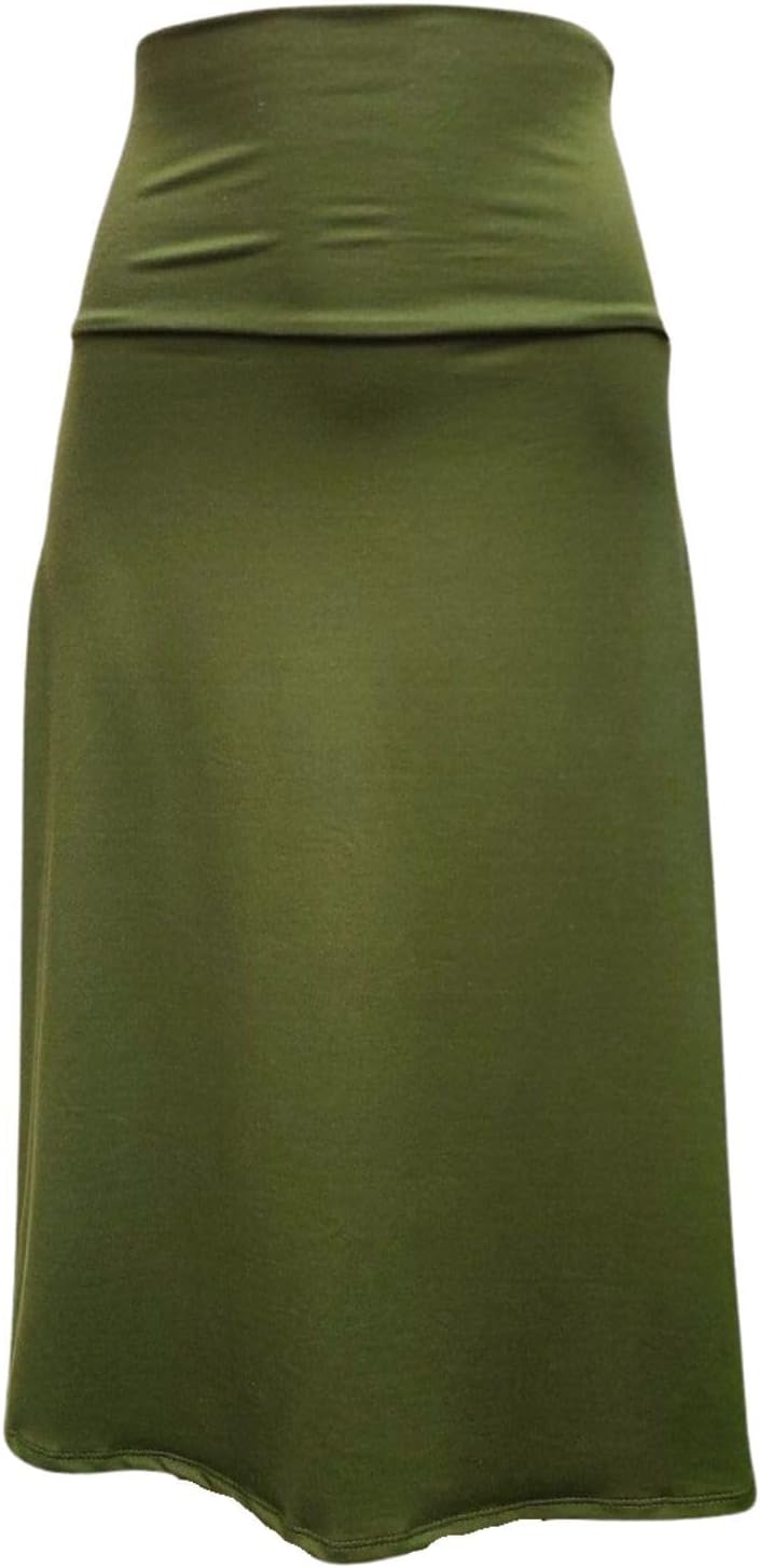 Women's A-Line Foldover Lightweight Flare Midi Pull On Closure Skirt