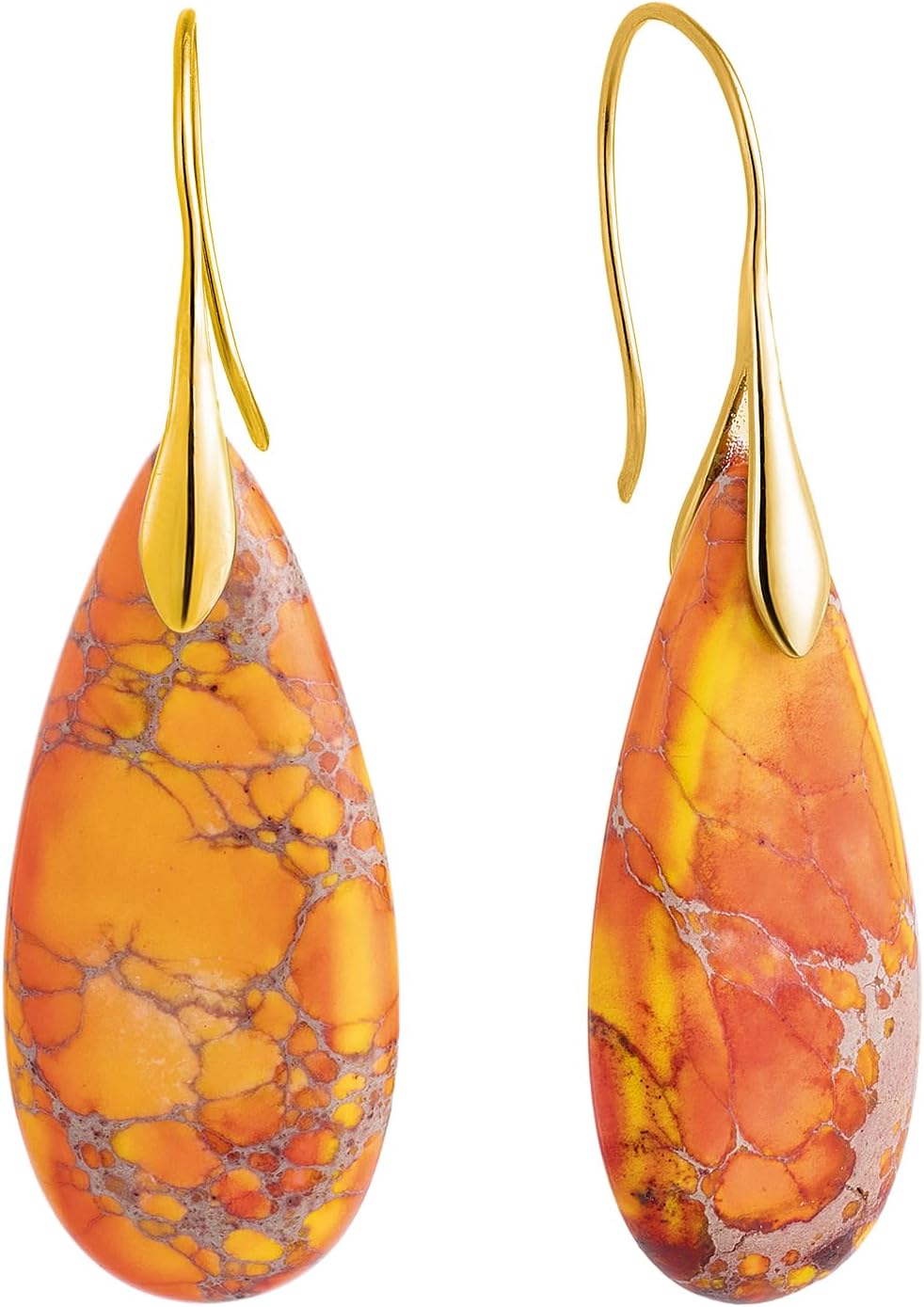 Stone Fishhook Dangle Drop Earrings