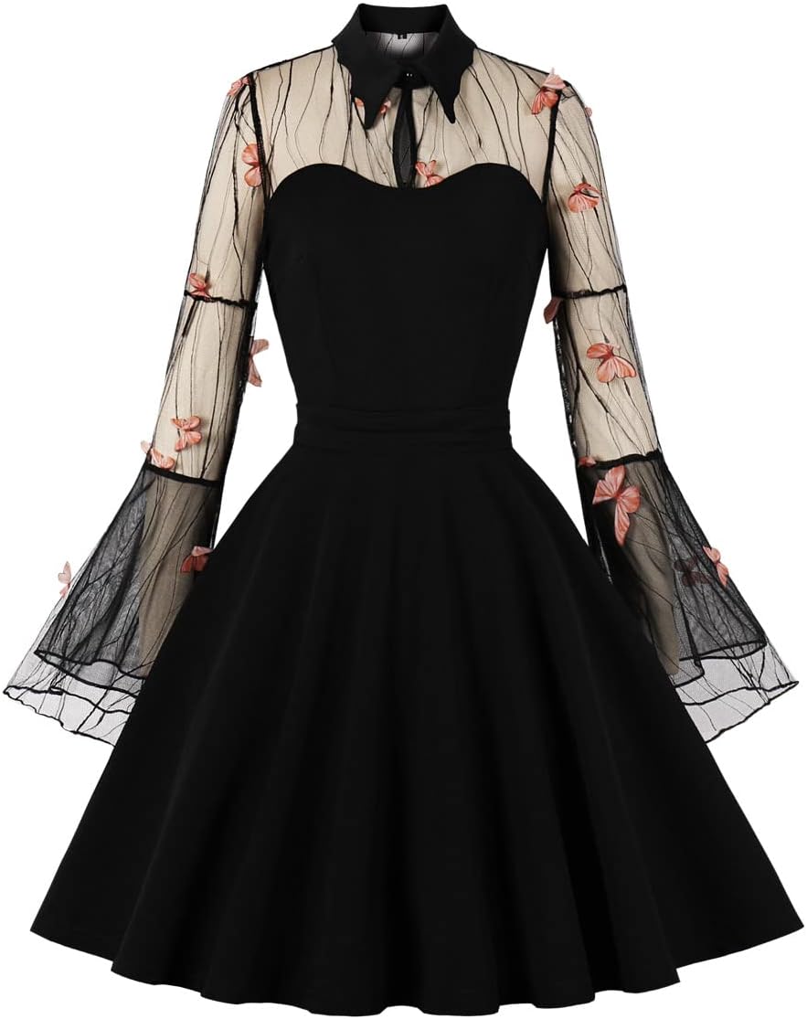 Women's Vintage Polka Dot 1950s Audrey Retro Rockabilly Prom Dress 50's 60's A-Line Cocktail Party Swing Dress