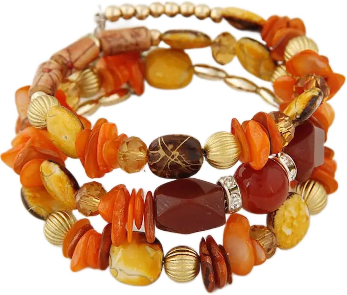 Women Beaded Bracelet Set | Colorful Boho Stackable Trendy Design with Crystal Accents Multilayer Bangle Bracelet | Fashion Stretch Braclets Jewelry for Women