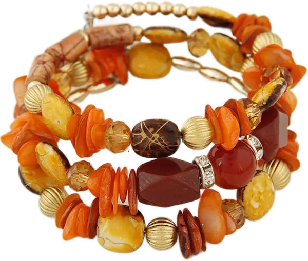 Women Beaded Bracelet Set | Colorful Boho Stackable Trendy Design with Crystal Accents Multilayer Bangle Bracelet | Fashion Stretch Braclets Jewelry for Women