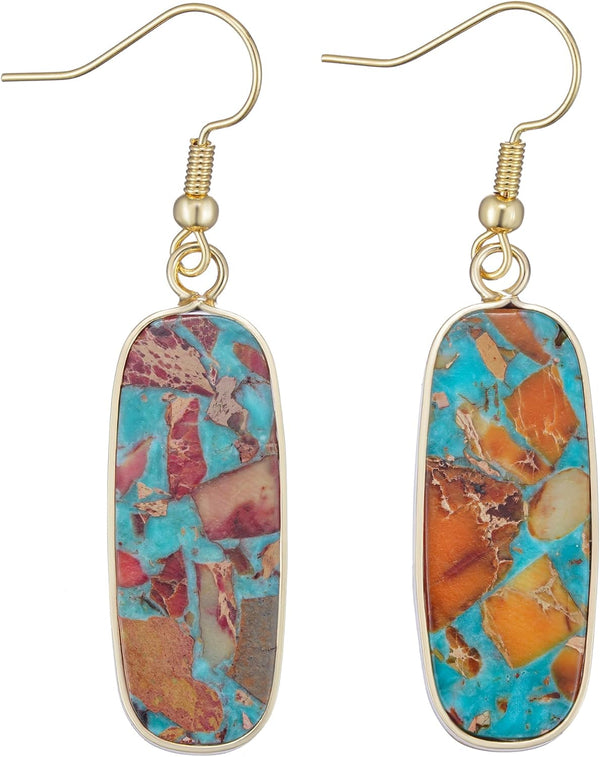 Natural Stone Long Drop Boho Earrings