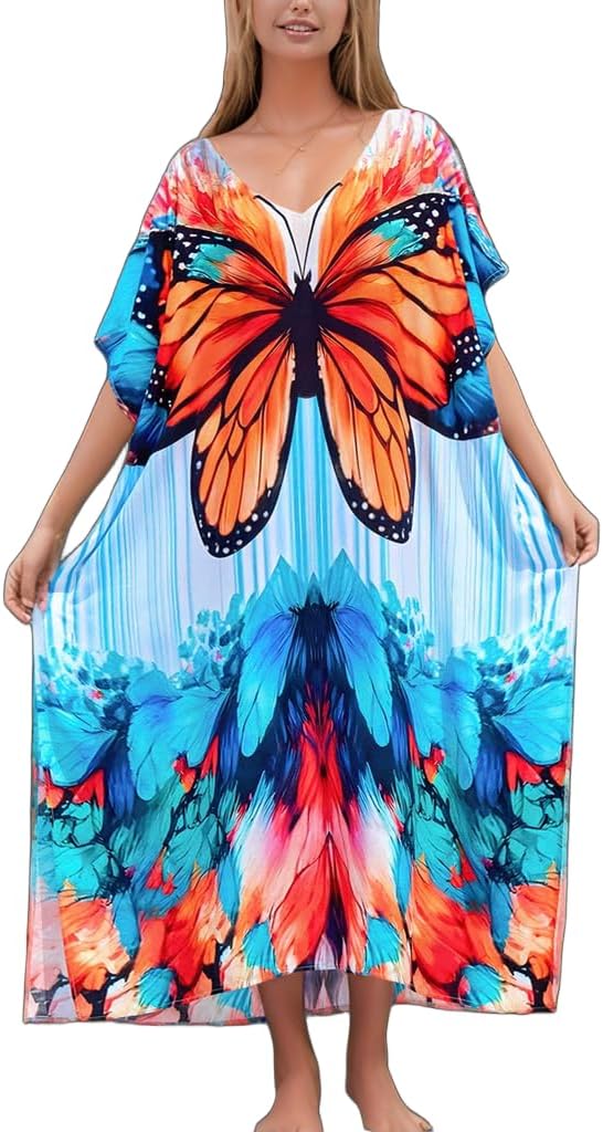 Women's Plus Size Beach Lounge Kaftan Maxi Dress swimsuit coverup for women