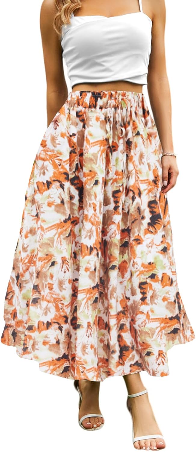 Maxi Skirts for Women with Pockets Long Midi Length