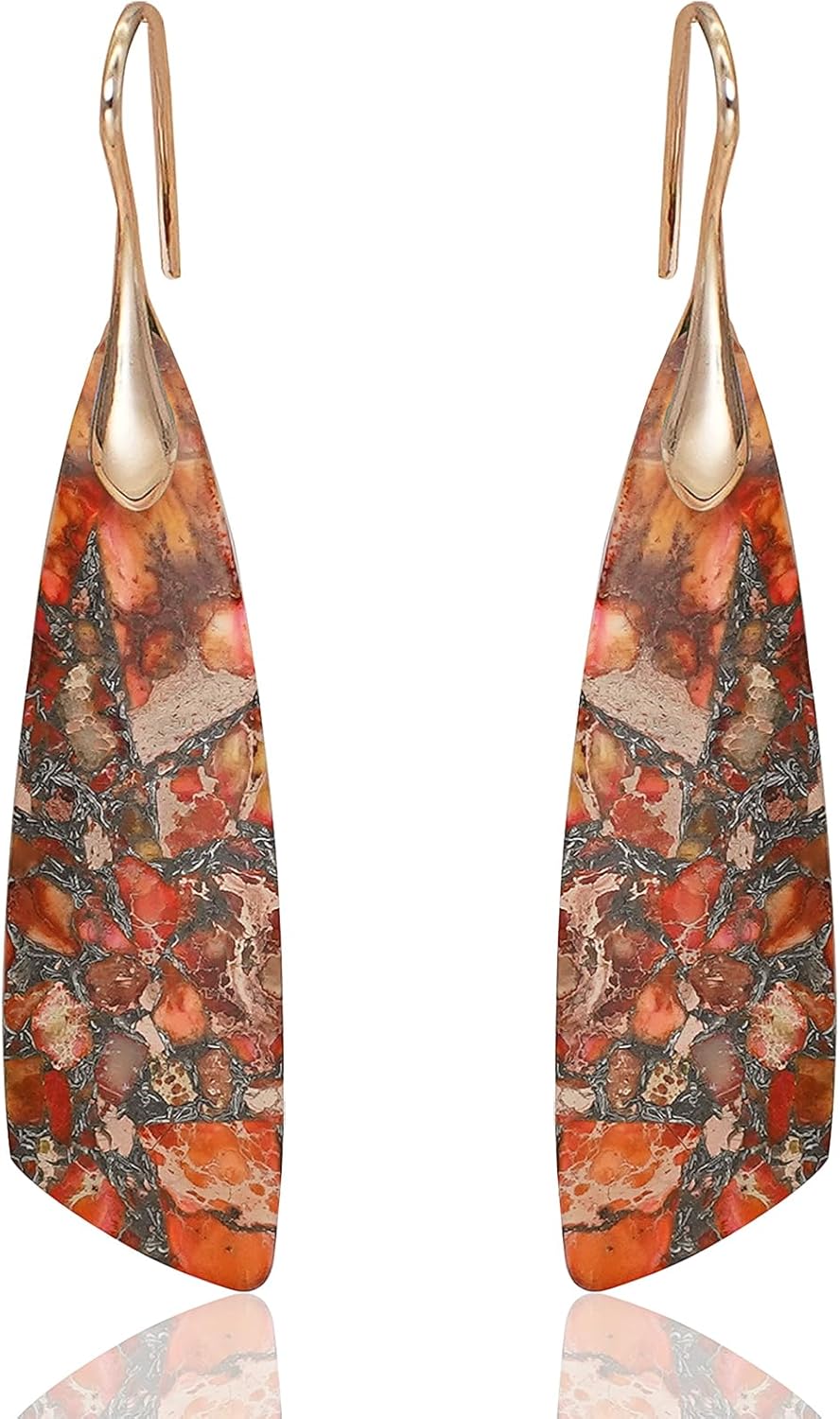 Natural Stone Triangle Boho Dangle Earrings