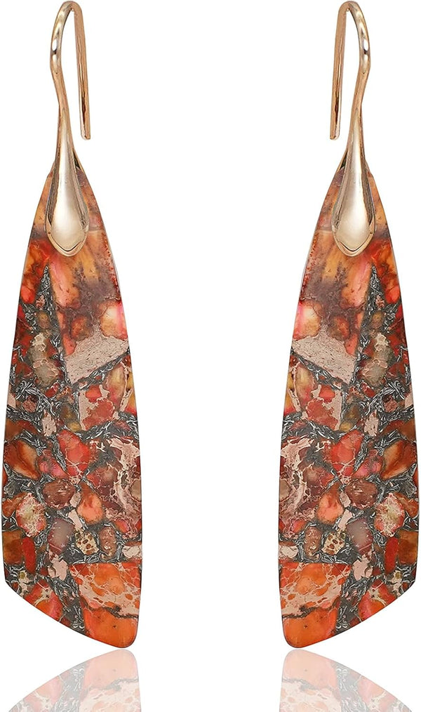 Natural Stone Triangle Boho Dangle Earrings