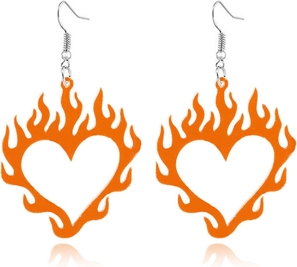 coadipress Punk Fire Element Circle Earrings for Women Flame Acrylic Geometric Round Black Flame Earrings Funny Creative Gothic Vintage Cosplay Halloween Exaggerated Drop Dangle Earrings