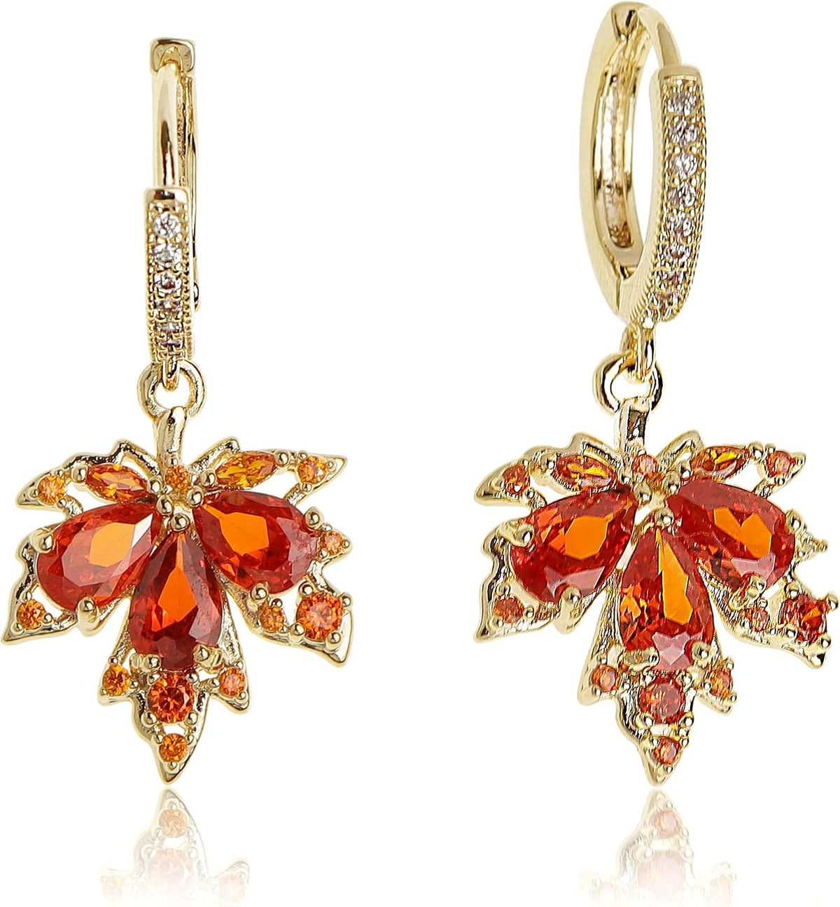 Gold Silver Small Hoop Dangle Earrings for Women, Trendy Dainty Rhinestone CZ Dangling Prom Wedding Leaf Flower Snowflake Butterfly Starfish Fashion Jewelry Gift
