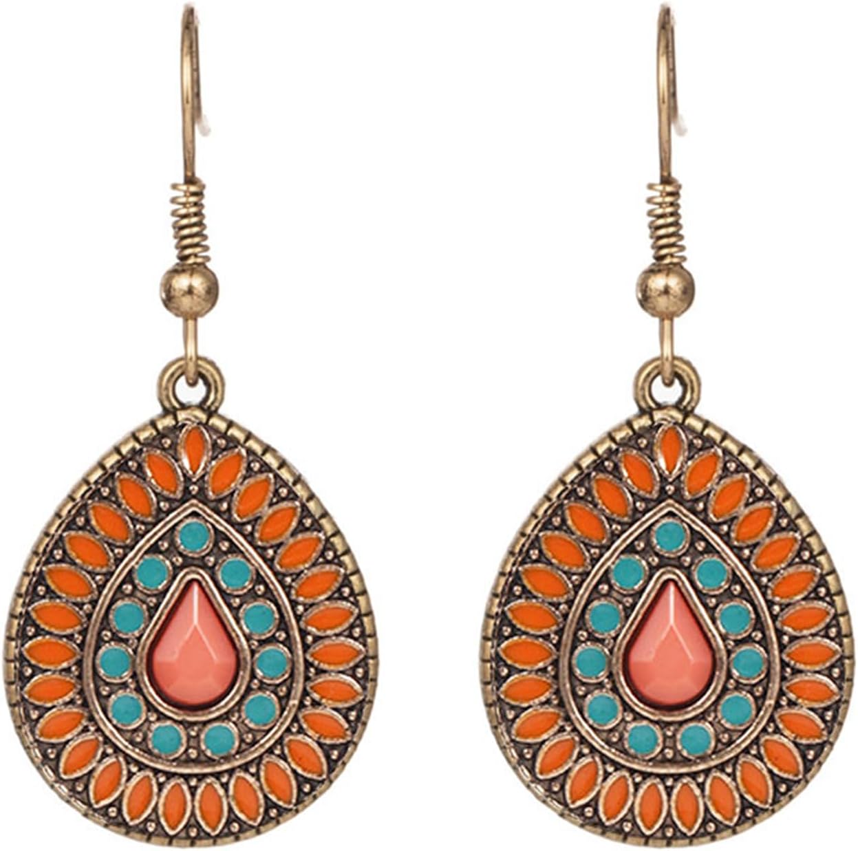 Handmade Boho Enamel Teardrop Dangle Earrings