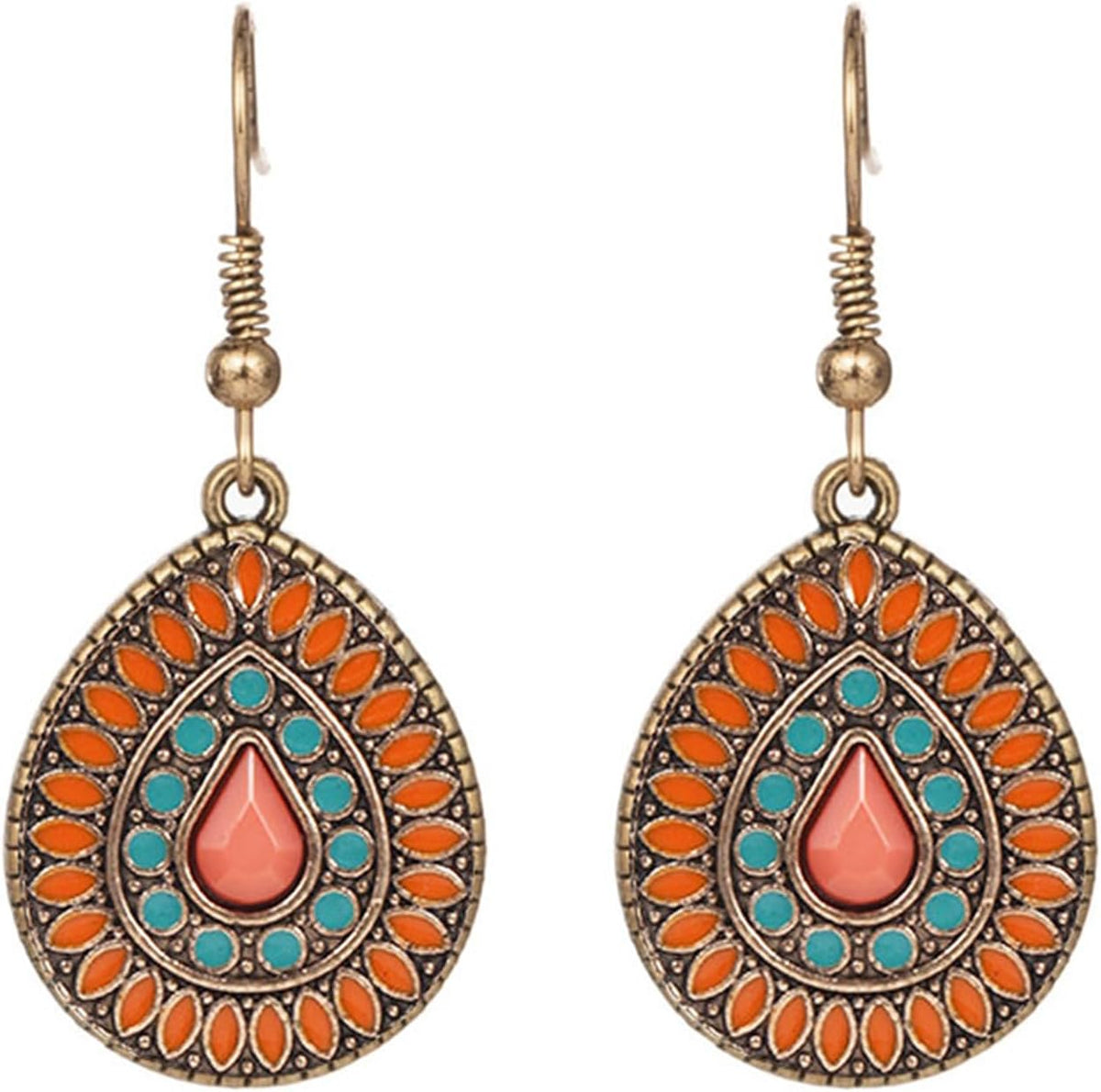 Handmade Boho Enamel Teardrop Dangle Earrings