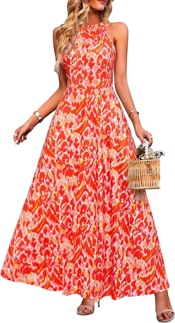 STYLEWORD Women's Summer Floral Halter Maxi Dress Vacation Semi Formal 2026