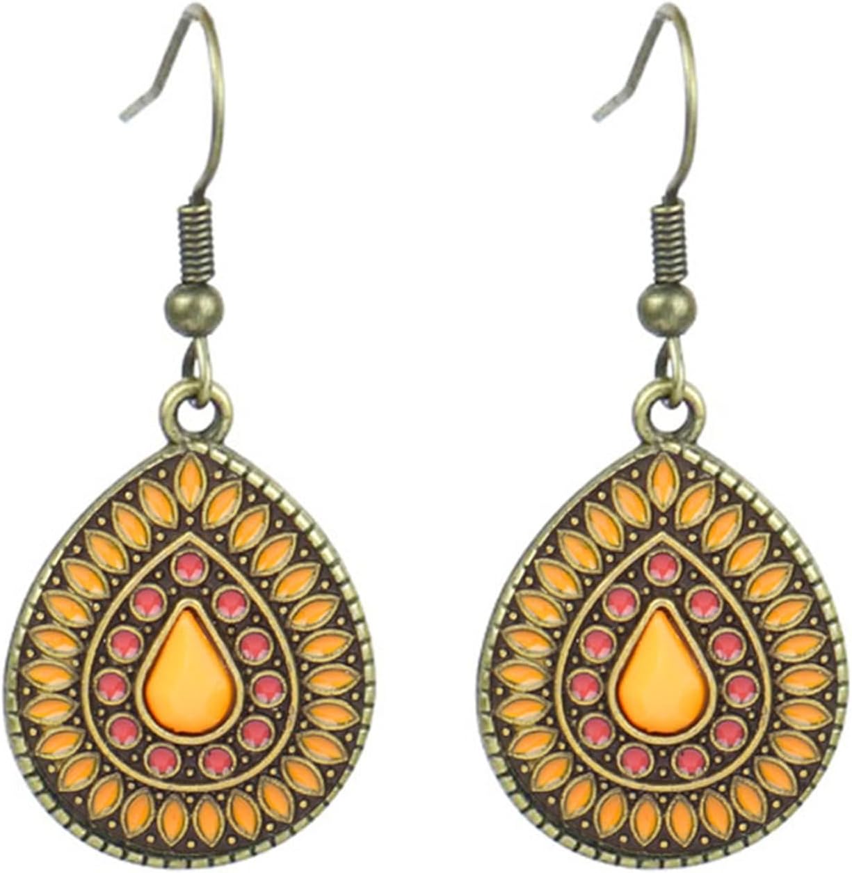 Handmade Boho Enamel Teardrop Dangle Earrings