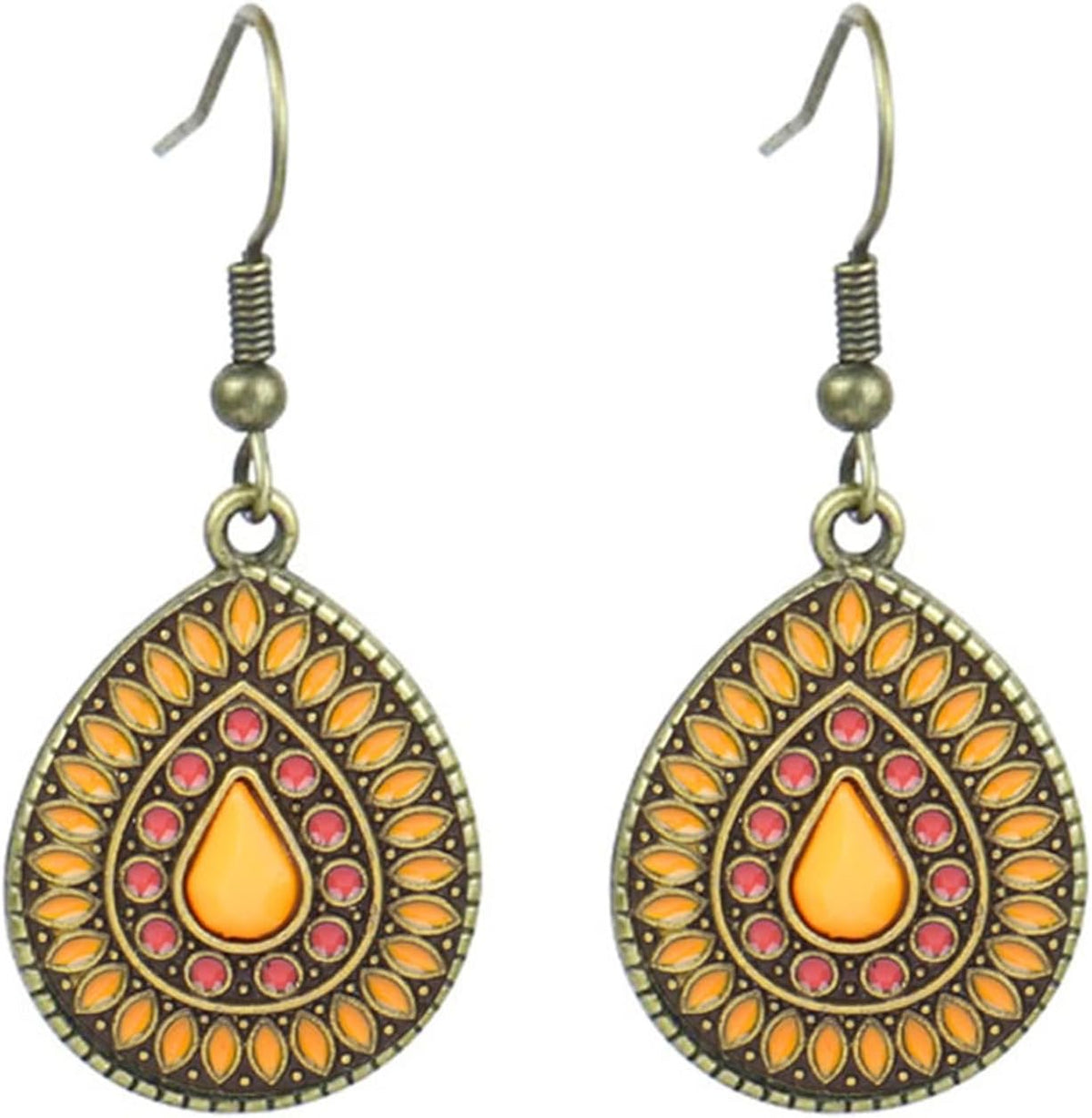 Handmade Boho Enamel Teardrop Dangle Earrings