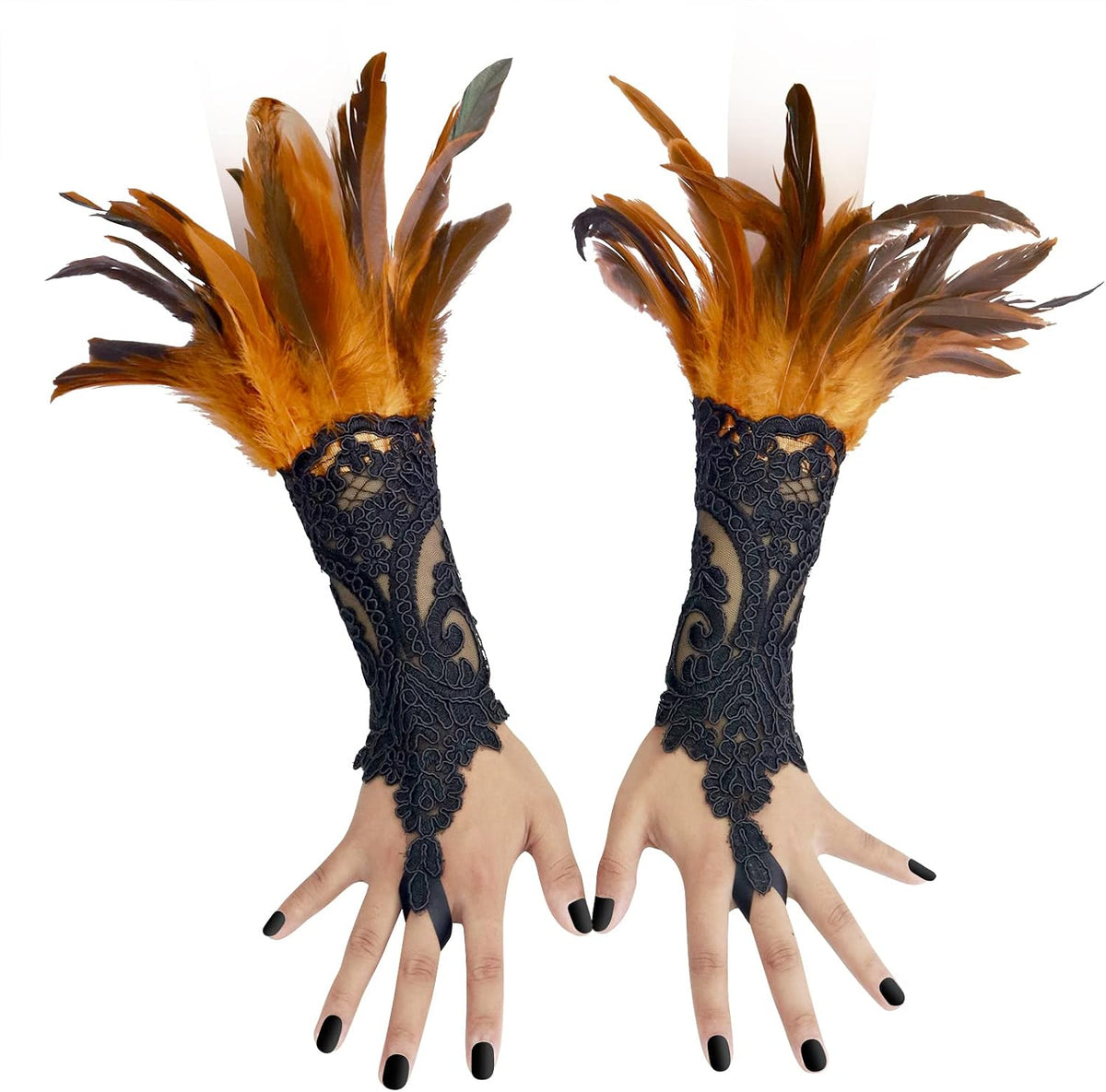 Feather Gloves Women Costume Wrist Cuffs