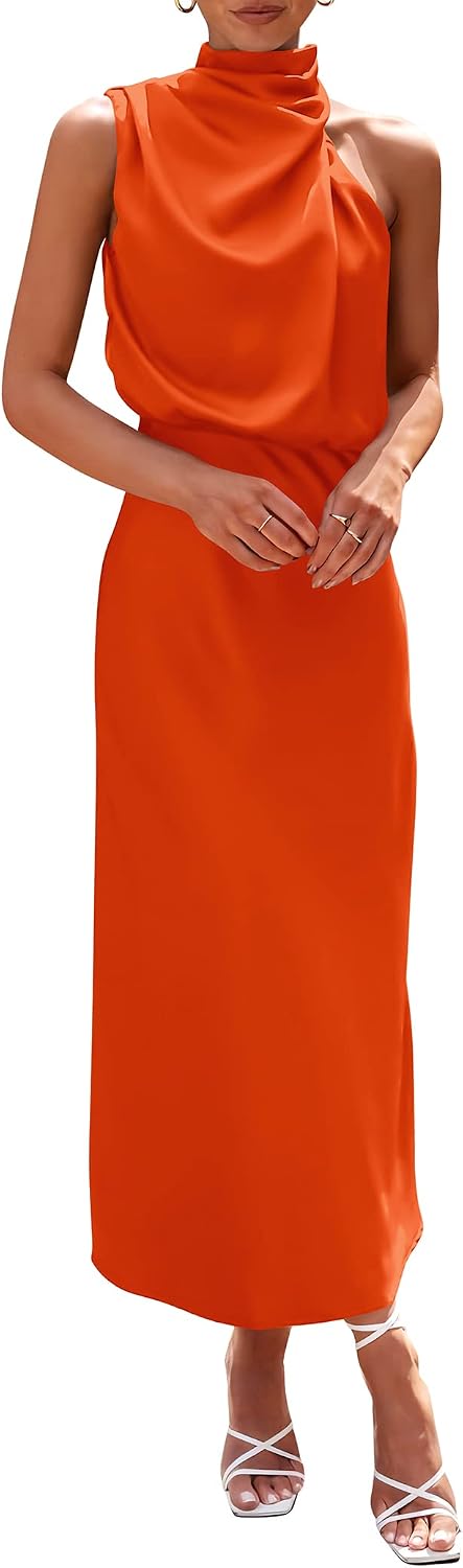 PRETTYGARDEN Women's Summer Satin Maxi Cocktail Dress