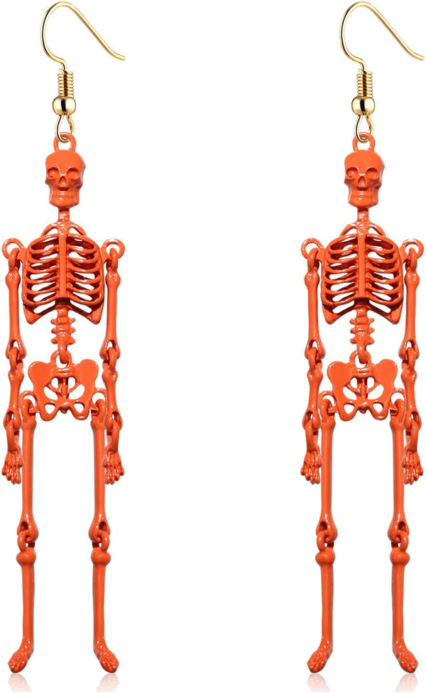 Halloween Skeleton Earrings Spooky Skull Skeleton Dangle Earrings for Women Costume Dress Up Ghost Earrings Halloween Outfits Jewelry Accessories Gifts