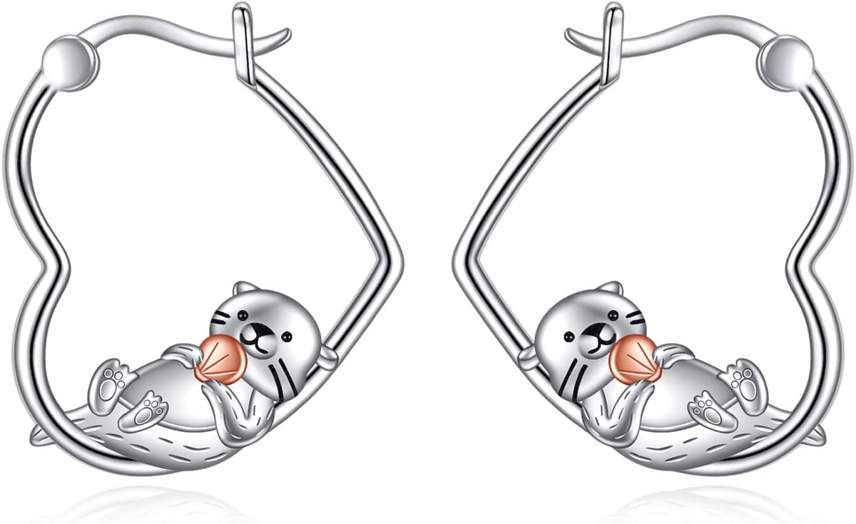 YFN Animal Earrings Sterling Silver Animal Heart Hoop Dangle Earrings Cute Jewelry Gifts for Women