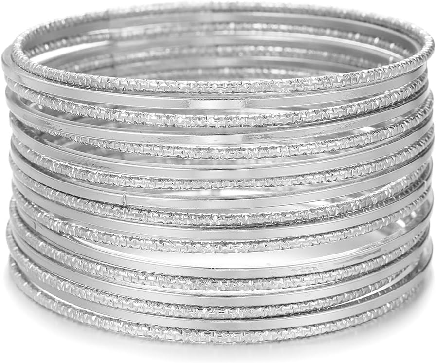 16Pcs Gold Bangle Bracelets for Women - Multi Layer Stackable Textured Bracelets Boho Jewelrys Set.
