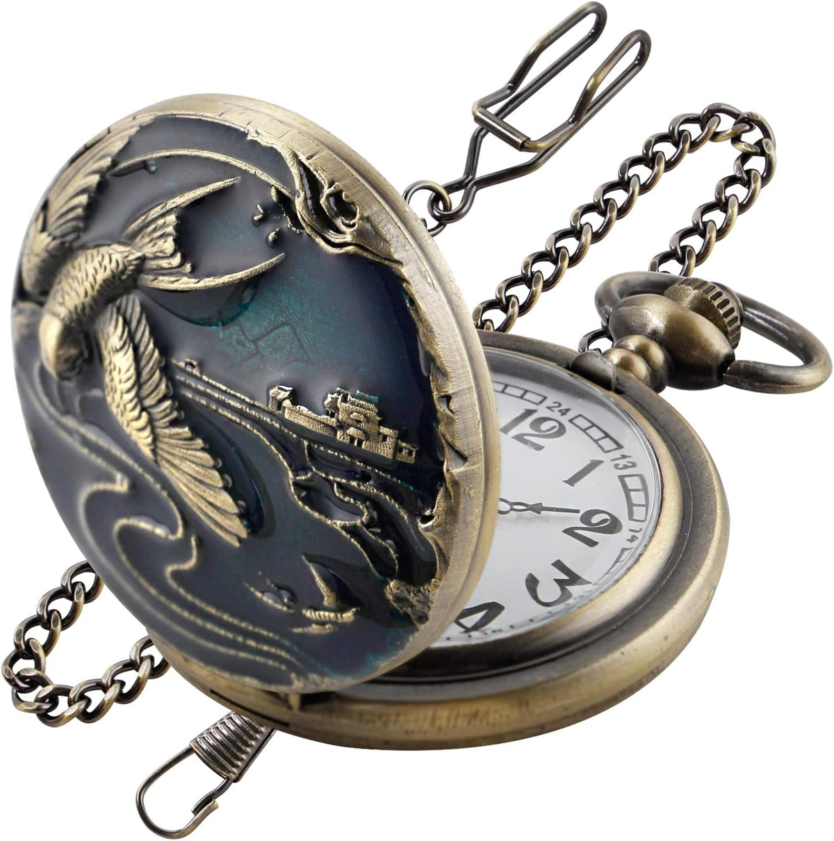 Animal Patch Pocket Watch, Carved Animal Design Patch Pocket Watch for
