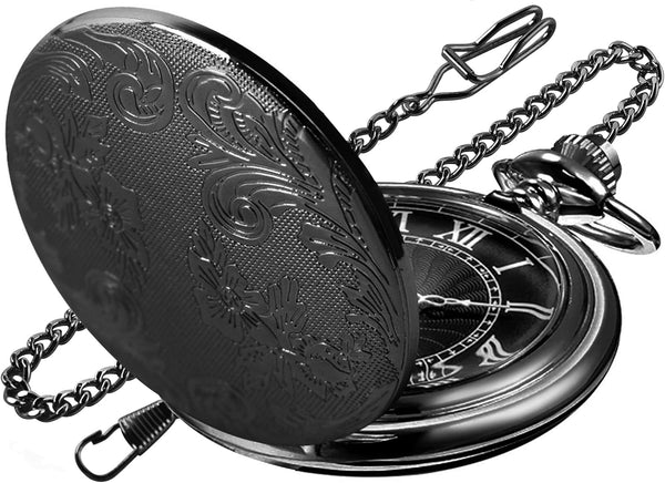 Carved Flower Quartz Pocket Watch with Quartz Movement, Pocket Watch w