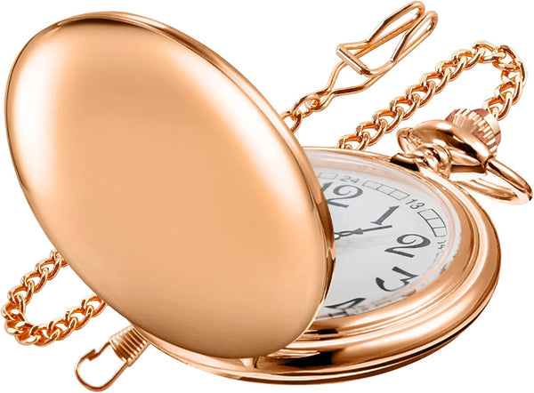 Smooth Black Quartz Pocket Watch for Men
