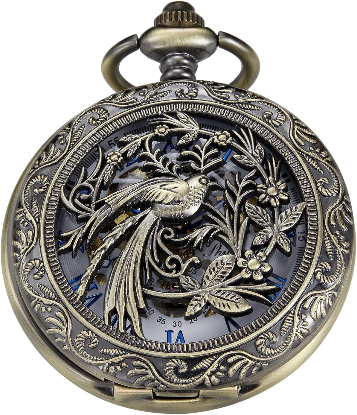 Bronze Eagle Mechanical Pocket Watch — Men's Roman Dial