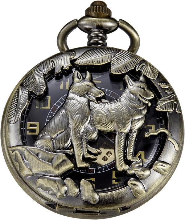 Bronze Eagle Mechanical Pocket Watch — Men's Roman Dial