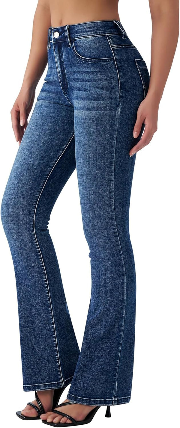 Women's Trendy Stretchy Flare Jeans Mid Rise Bootcut Curvy