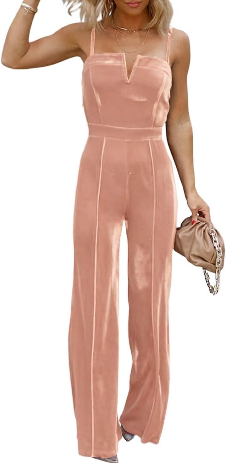 BLENCOT Women Sleeveless V Neck Jumpsuits Dressy Date Night Rompers