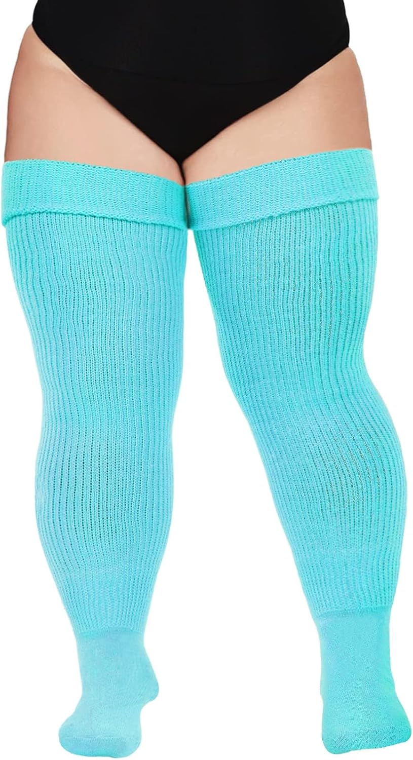 Moon Wood Plus Size Thigh High Socks for Thick Thighs- Women Extra Long Over the Knee Stockings- Halloween Socks Leg Warmers