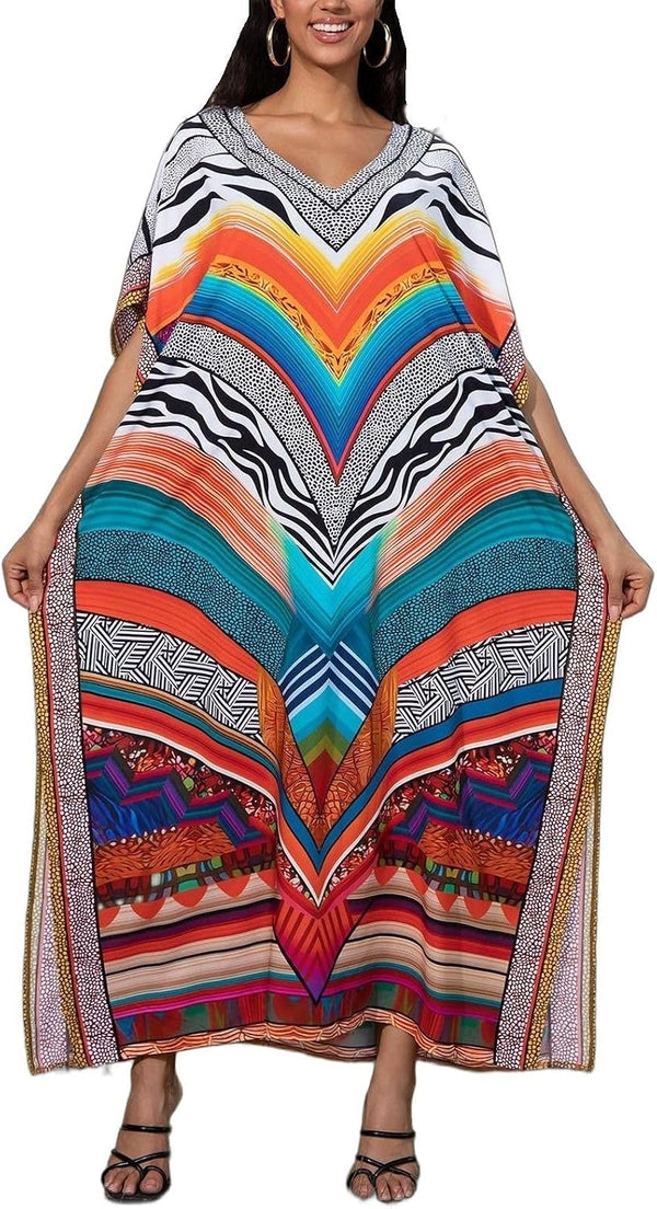 Women's Plus Size Beach Lounge Kaftan Maxi Dress swimsuit coverup for women