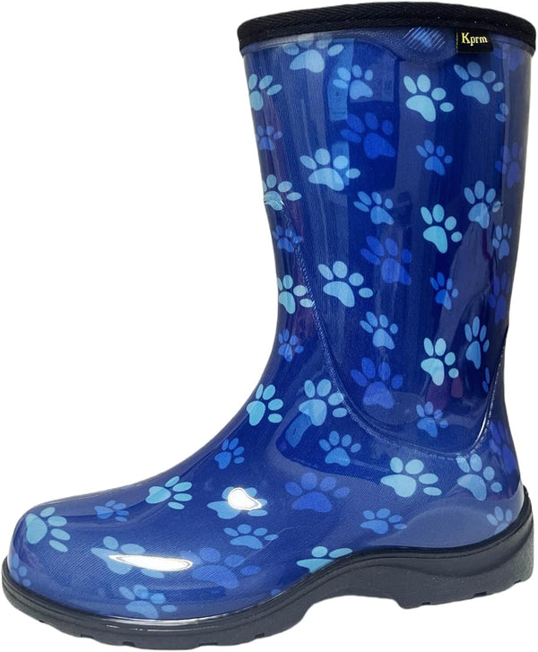 Women's Rain Boots Waterproof Mid Calf Rubber Boots For