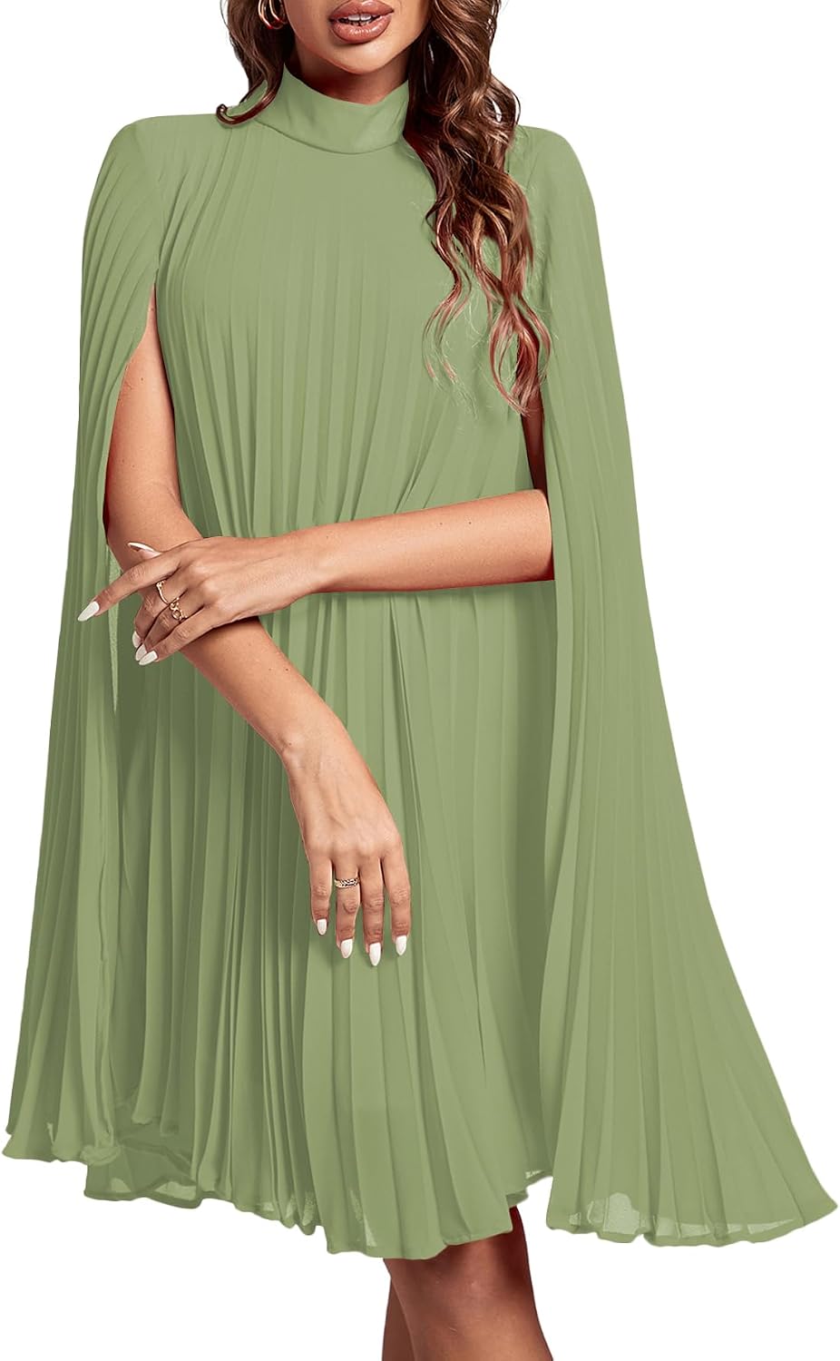 Women's Cloak Sleeve Party Midi Dress
