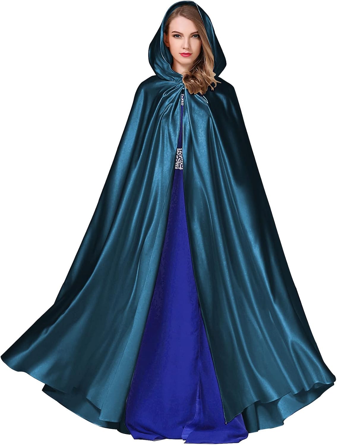 BEAUTELICATE Women's Wedding Hooded Cape Bridal Cloak Poncho Full Length