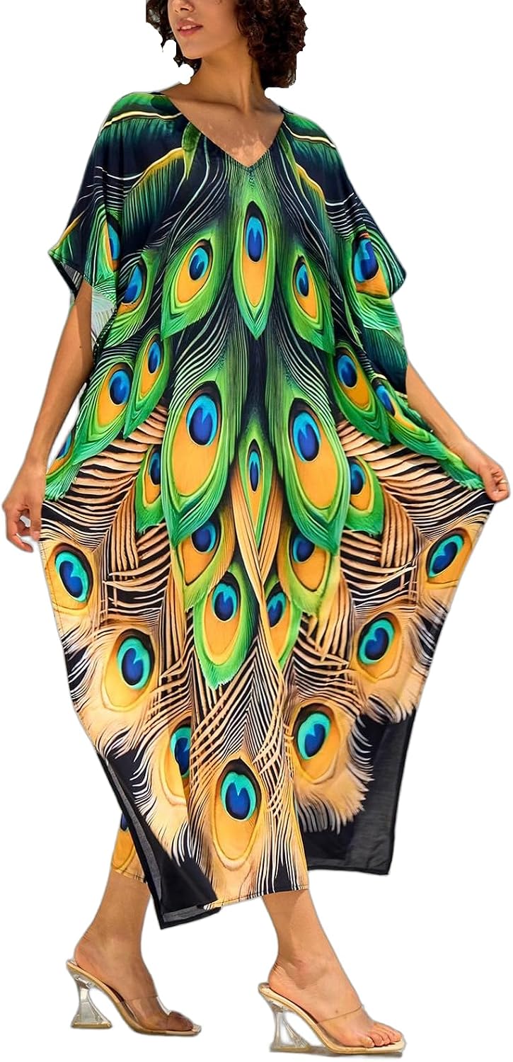 Women's Plus Size Beach Lounge Kaftan Maxi Dress swimsuit coverup for women