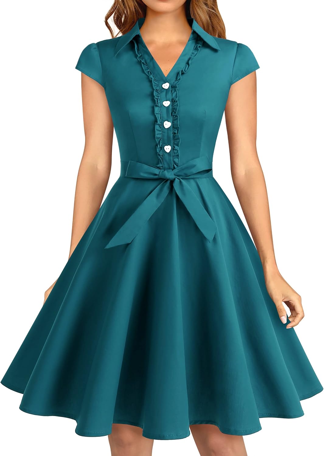 Wedtrend Women's 1950s Rockabilly Cap Sleeve Vintage Swing Cocktail Dress