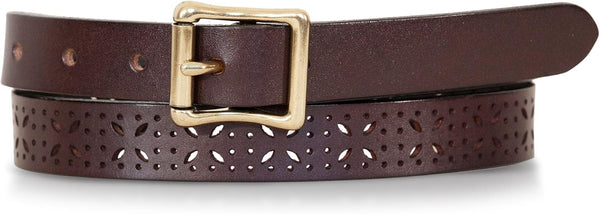 Eddie Bauer Women's Casual Leather Belts With Durable Metal Buckle