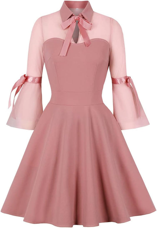 Women's Vintage Polka Dot 1950s Audrey Retro Rockabilly Prom Dress 50's 60's A-Line Cocktail Party Swing Dress